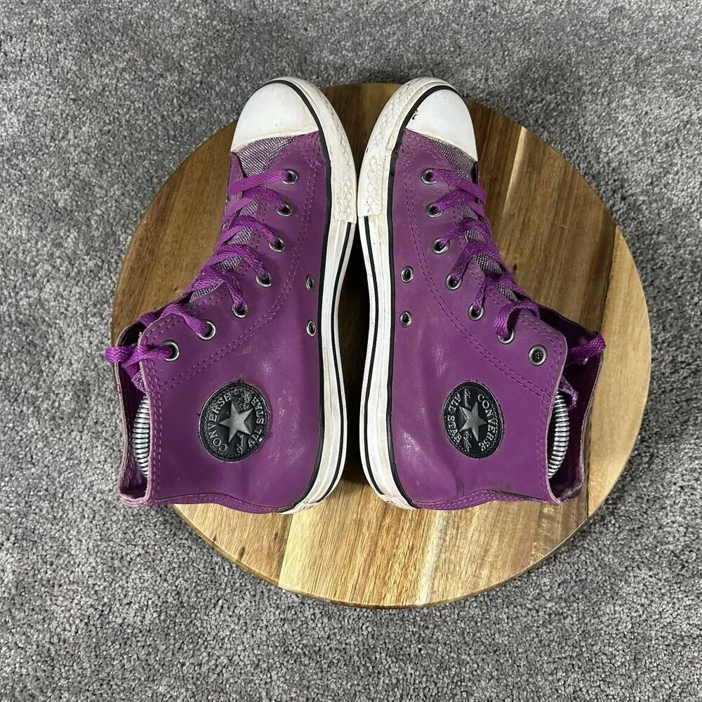 Converse CT All Star 662298C Girls Size 3.5 Graphite Glitter Icon Violet Shoes